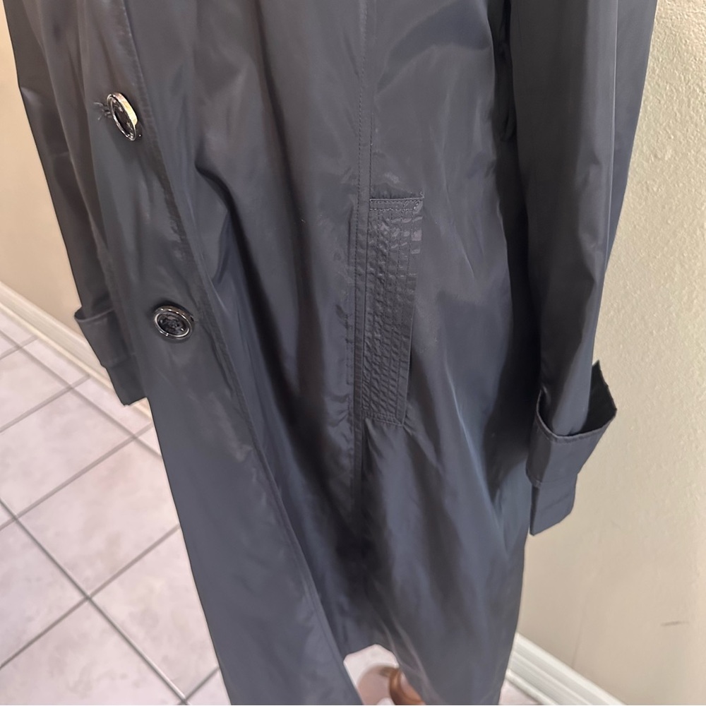 Via Spiga Women's Black Trench Coat Water Resistant raincoat Large - Picture 12 of 15